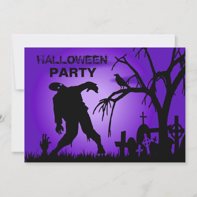 Ghoulish Halloween Costume Party Invitation-violet Invitation (Front)