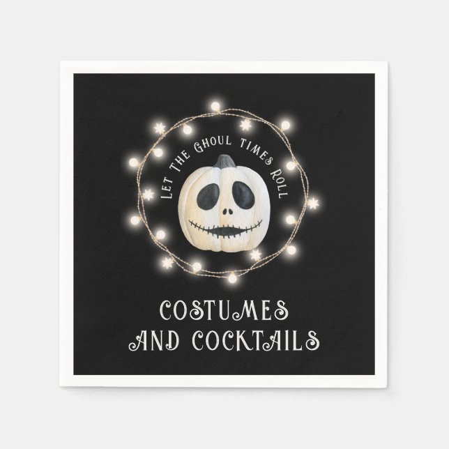 Ghoulish Halloween Party Pumpkin Paper Napkin (Front)