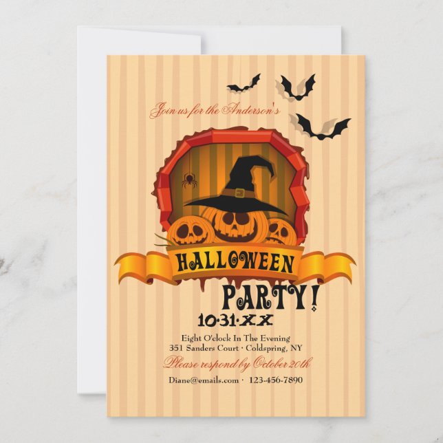 Ghoulish Pumpkins Halloween Party Invitation (Front)