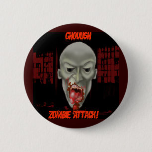 Ghoulish Zombie Attack 6 Cm Round Badge