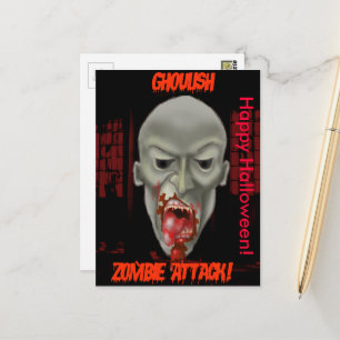 Ghoulish Zombie Attack Postcard