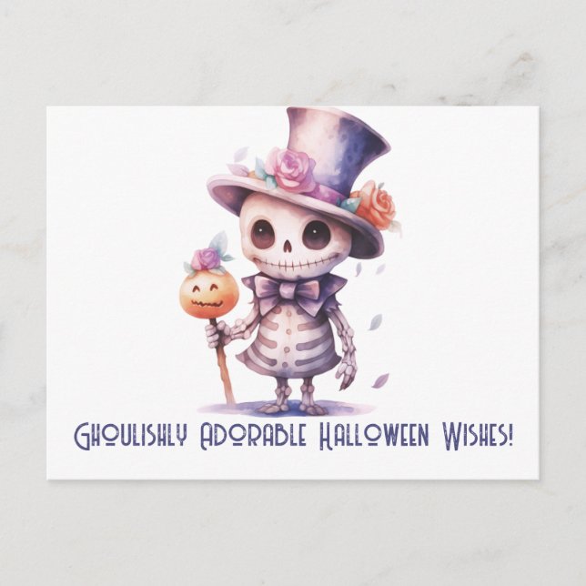 Ghoulishly Adorable Halloween Wishes Halloween Holiday Postcard (Front)