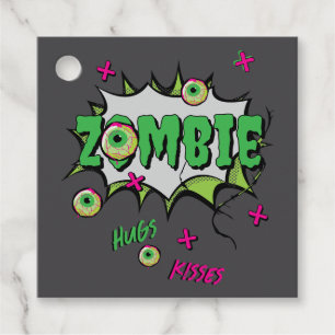 Ghoulishly Fun Zombie Hugs and Kisses Pop Art Favour Tags