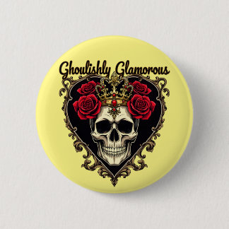 Ghoulishly Glamourous, Halloween Elegance Design 6 Cm Round Badge