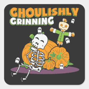 Ghoulishly Grinning Halloween Ghoul  Square Sticker