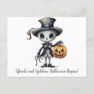 Ghouls and Goblins, Halloween Begins Halloween Holiday Postcard