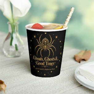 Ghouls Ghosts & Good Times Black Gold Halloween Paper Cups