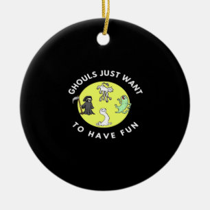 Ghouls Just To Have Fun Funny Halloween Phrase Gh Ceramic Tree Decoration