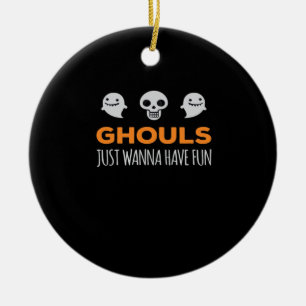 Ghouls Just Wanna Have Fun Autumn Aesthetic Ceramic Tree Decoration