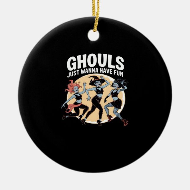 Ghouls Just Wanna Have Fun Autumn & Basic Ceramic Tree Decoration (Front)