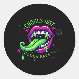 Ghouls Just Wanna Have Fun Boo-tiful Design Classic Round Sticker