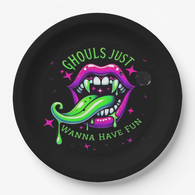 Ghouls Just Wanna Have Fun Boo-tiful Design Paper Plate (Front)