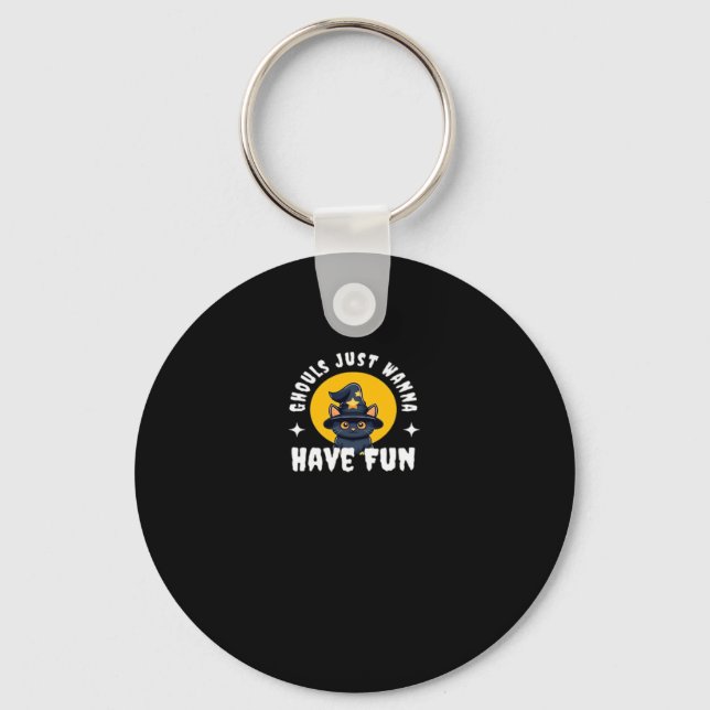 Ghouls Just Wanna Have Fun – Creepy Cute Slogan Key Ring (Front)
