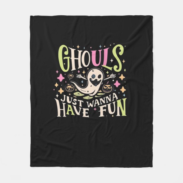Ghouls Just Wanna Have Fun Creepy Design Fleece Blanket (Front)
