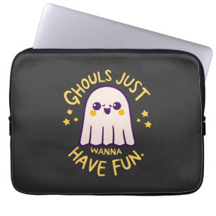 Ghouls Just Wanna Have Fun , Cute Ghosts Halloween Laptop Sleeve