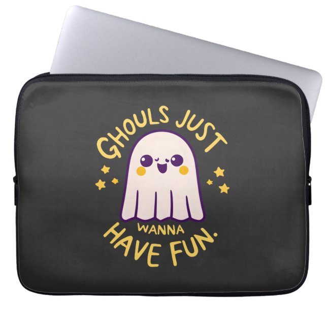 Ghouls Just Wanna Have Fun , Cute Ghosts Halloween Laptop Sleeve (Front)