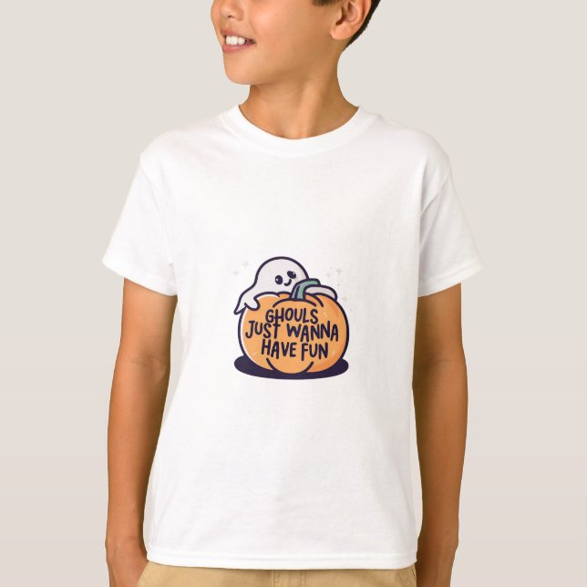 Ghouls Just Wanna Have Fun - Cute Halloween Doodle T-Shirt (Front)