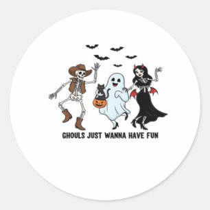 Ghouls Just Wanna Have Fun - Dancing Skeleton Spoo Classic Round Sticker