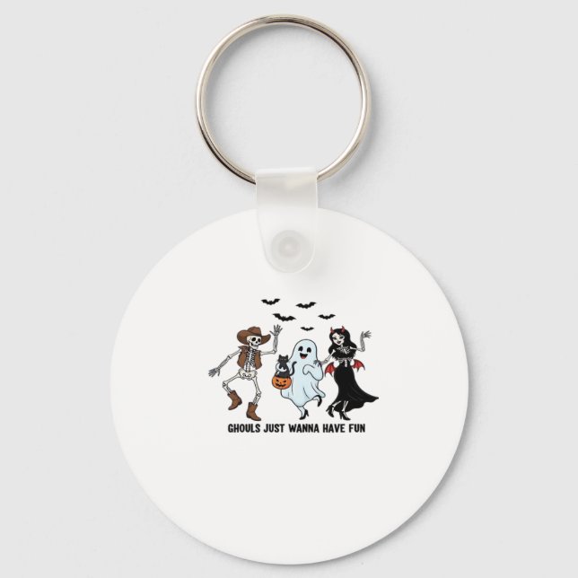Ghouls Just Wanna Have Fun - Dancing Skeleton Spoo Key Ring (Front)