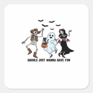 Ghouls Just Wanna Have Fun - Dancing Skeleton Spoo Square Sticker