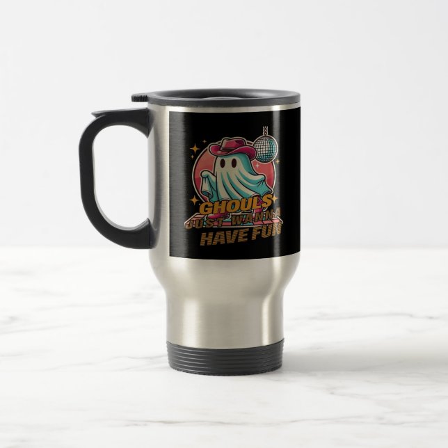 Ghouls Just Wanna Have Fun Disco Design For Hallow Travel Mug (Left)