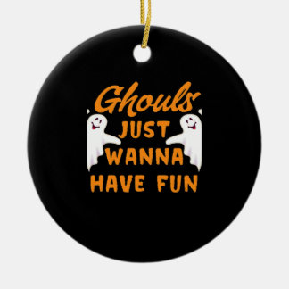 Ghouls Just Wanna Have Fun Funny Autumn Ceramic Tree Decoration