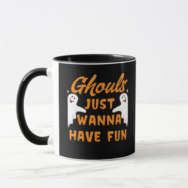 Ghouls Just Wanna Have Fun Funny Autumn Mug (Left)