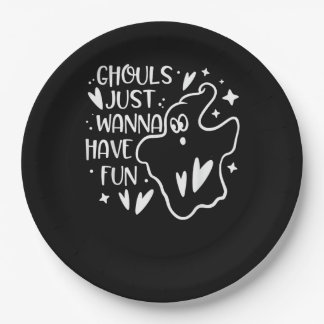 Ghouls Just Wanna Have Fun Funny Halloween Paper Plate