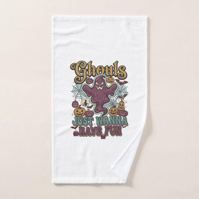 Ghouls Just Wanna Have Fun Ghost Pumpkins Witch Mo Hand Towel (Hand Towel)