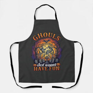 Ghouls Just Wanna Have Fun Ghosts Cemetery Pumpkin Apron