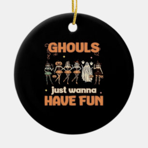 Ghouls Just Wanna Have Fun Halloween Autumn Mood Ceramic Tree Decoration