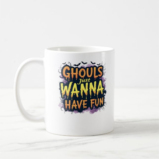 Ghouls Just Wanna Have Fun - Halloween Design Coffee Mug (Left)