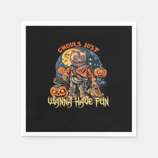 Ghouls Just Wanna Have Fun Halloween Design Napkin (Front)