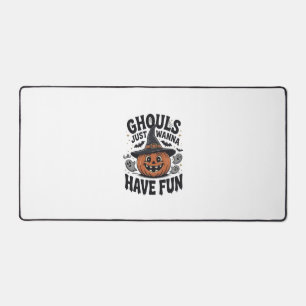 Ghouls Just Wanna Have Fun Halloween Pumpkin Ghost Desk Mat