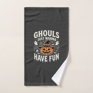 Ghouls Just Wanna Have Fun Halloween Pumpkin Hand Towel