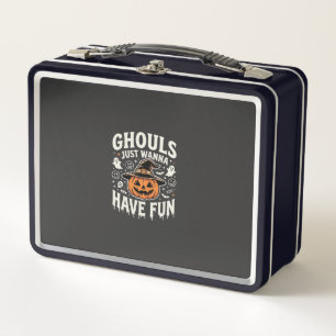 Ghouls Just Wanna Have Fun Halloween Pumpkin Metal Lunch Box