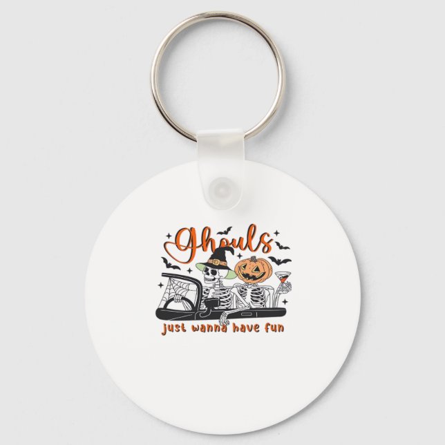 Ghouls Just Wanna Have Fun – Halloween Skeletons D Key Ring (Front)