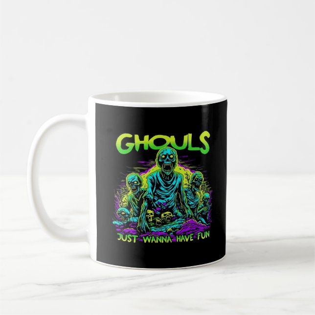 Ghouls Just Wanna Have Fun - Halloween Sloth Desig Coffee Mug (Left)