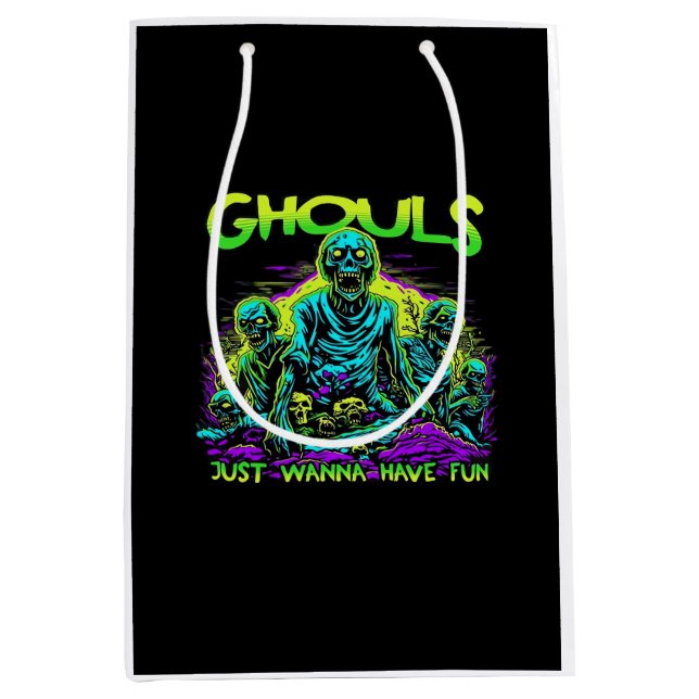 Ghouls Just Wanna Have Fun - Halloween Sloth Desig Medium Gift Bag (Front)
