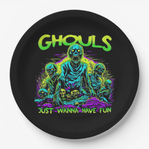 Ghouls Just Wanna Have Fun - Halloween Sloth Desig Paper Plate