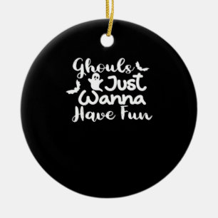 Ghouls Just Wanna Have Fun Halloween Sloth Style Ceramic Tree Decoration