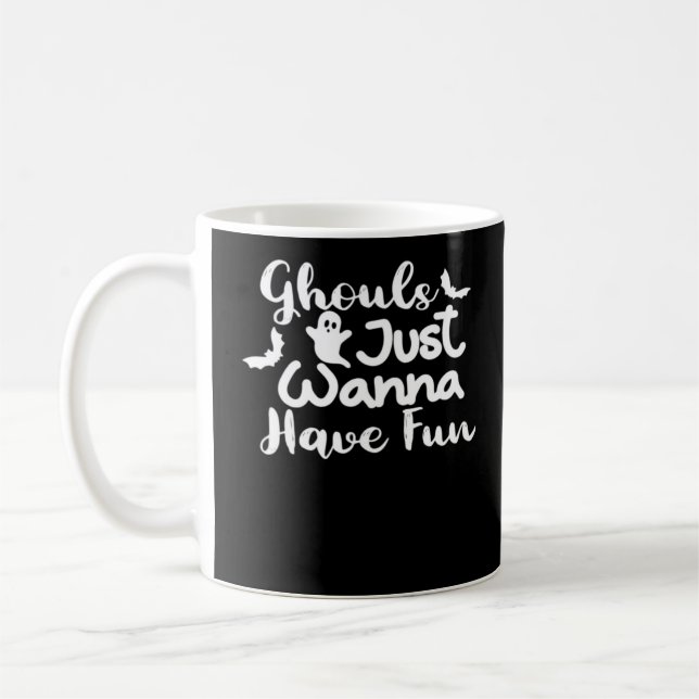 Ghouls Just Wanna Have Fun Halloween Sloth Style Coffee Mug (Left)