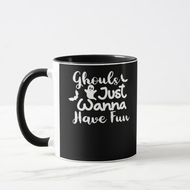 Ghouls Just Wanna Have Fun Halloween Sloth Style Mug (Left)
