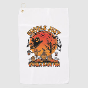 Ghouls Just Wanna Have Fun Halloween Spooky Cemete Golf Towel