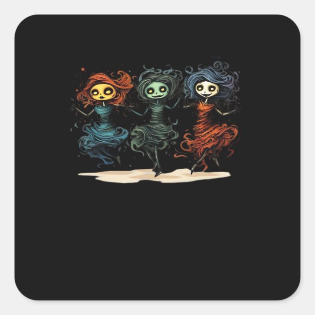 Ghouls Just Wanna Have Fun Halloween Style Square Sticker (Front)
