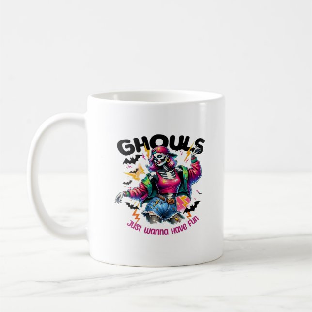 Ghouls Just Wanna Have Fun Halloween Vibes Coffee Mug (Left)