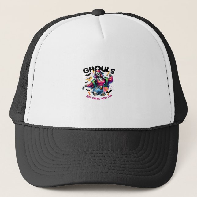 Ghouls Just Wanna Have Fun Halloween Vibes Trucker Hat (Front)