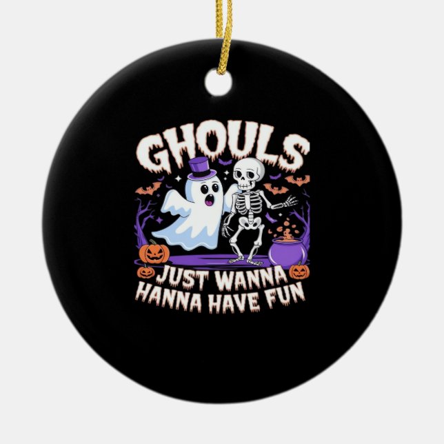 Ghouls Just Wanna Have Fun Lazy Sloth Ceramic Tree Decoration (Front)