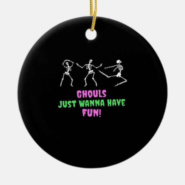 Ghouls Just Wanna Have Fun Lazy Sloth Ceramic Tree Decoration (Front)
