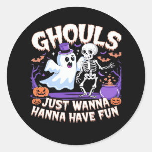 Ghouls Just Wanna Have Fun Lazy Sloth Classic Round Sticker